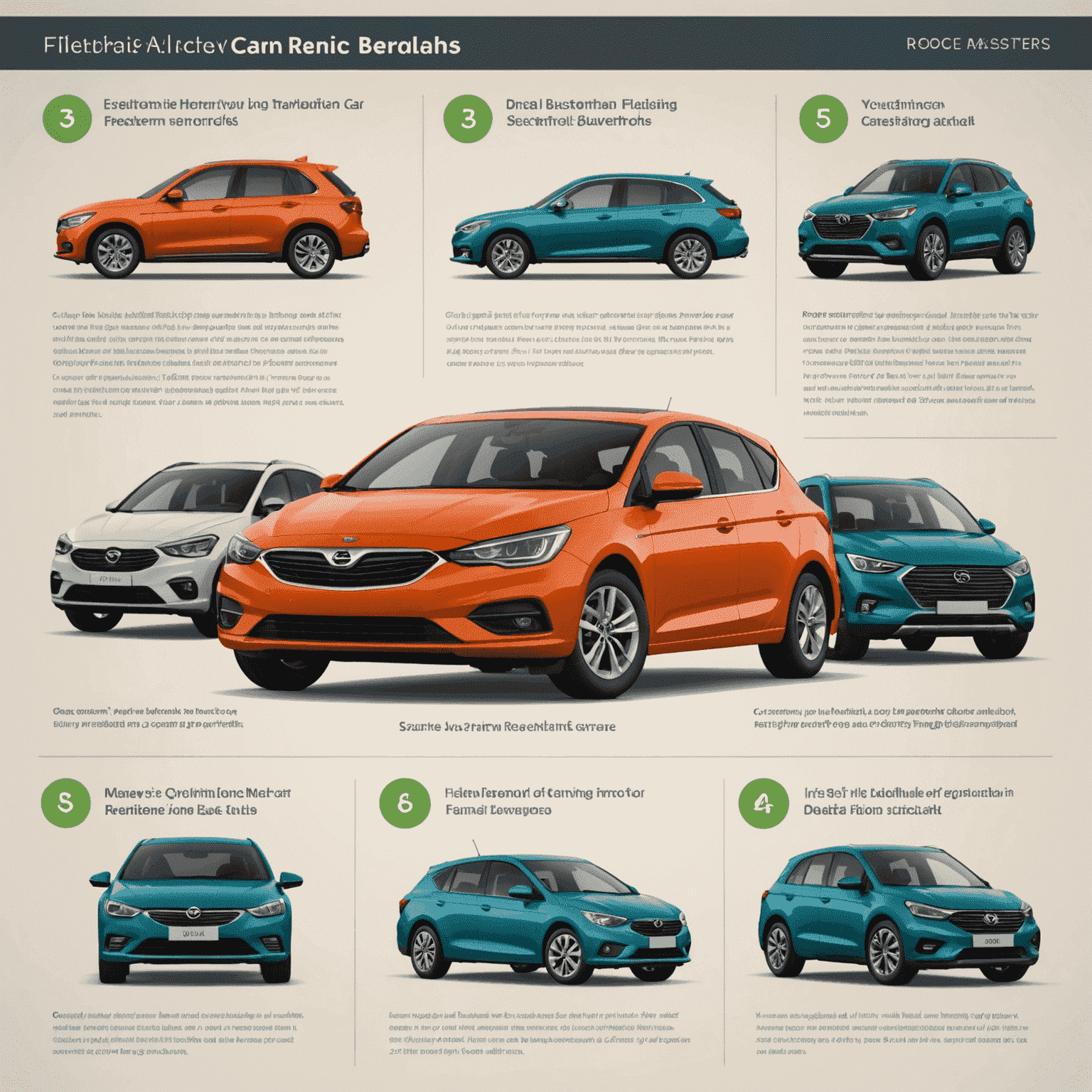 Een infographic die verschillende flexibele eigendomsmodellen voor auto's illustreert, waaronder abonnementen en langetermijnhuur opties