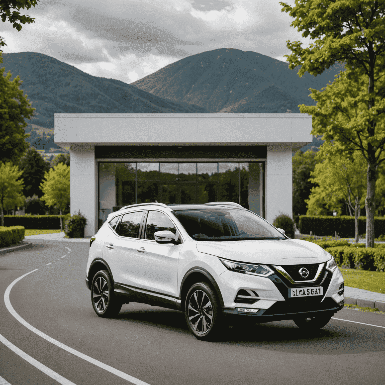 Een witte Nissan Qashqai, model 2020, populaire crossover SUV met ruim interieur